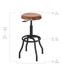 Seville Classics Acacia Wood Seat Pneumatic Adjustable Work Stool