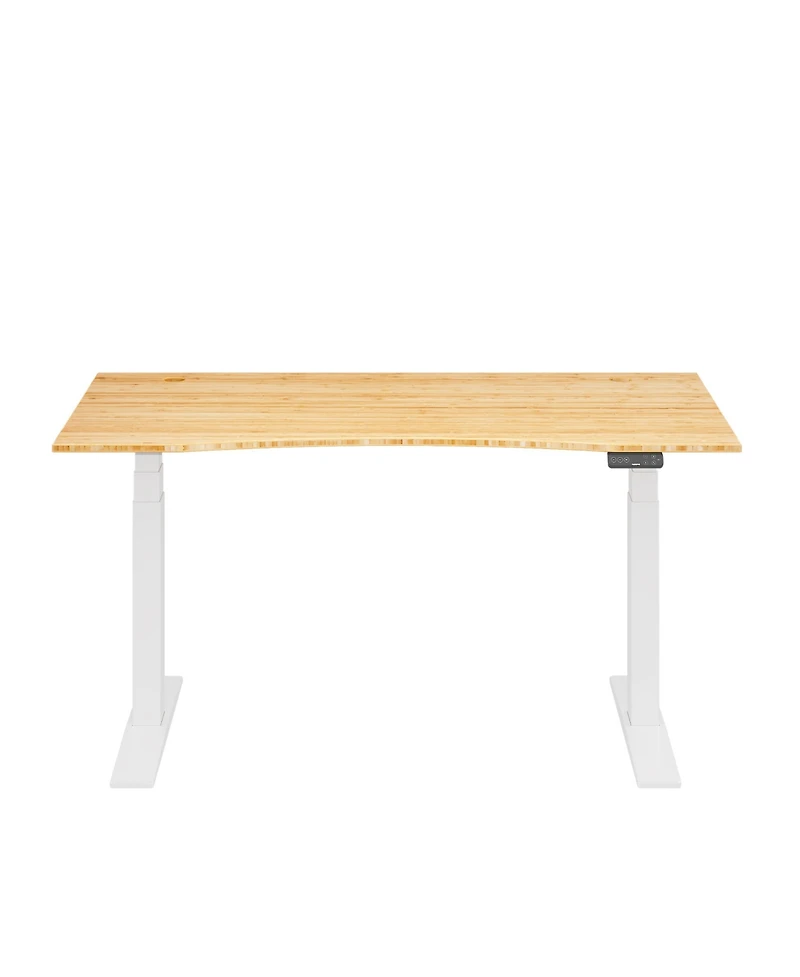 Flexispot E7-commercial W Electric Adjustable Standing Desk, Curved Bamboo Top