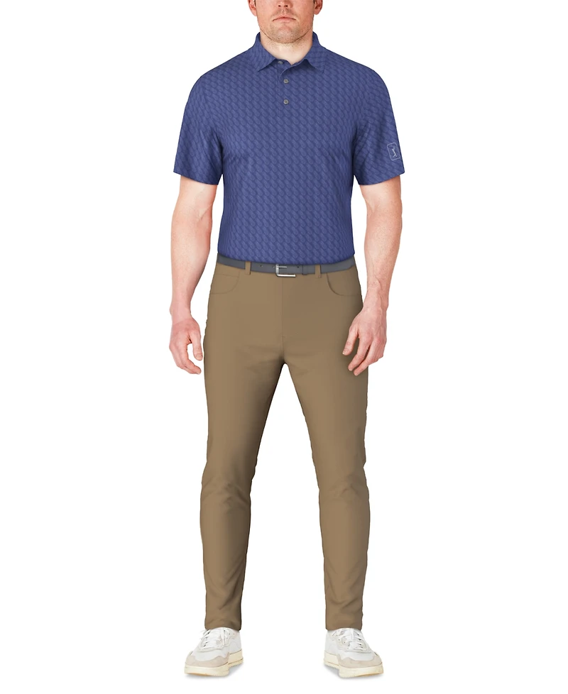 Pga Tour Men's Short Sleeve Pineapple Print Conversational Golf Polo Shirt