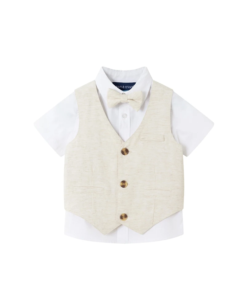 Andy & Evan Baby Boys Short Sleeve Buttondown Bowtie Vest Set