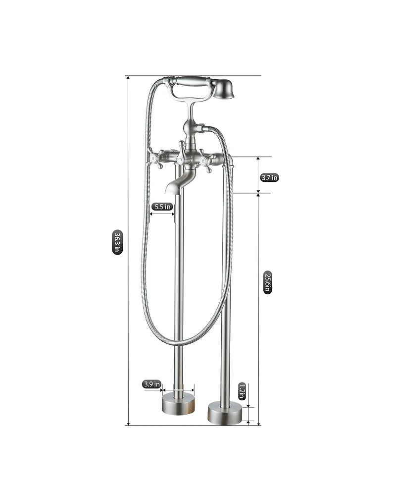 3-Handle Traditional Freestanding Bathtub Faucet (Brush Nickel)