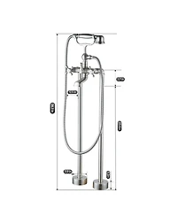3-Handle Traditional Freestanding Bathtub Faucet (Brush Nickel)