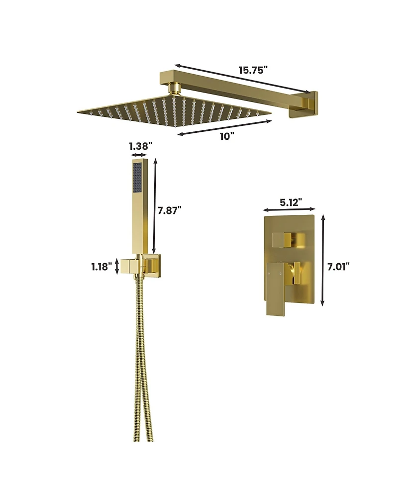 10 Inch Square Bathroom Shower Combo Set