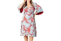 Kiyonna Plus Gemini Wrap Dress with Contrast Lined Sleeves