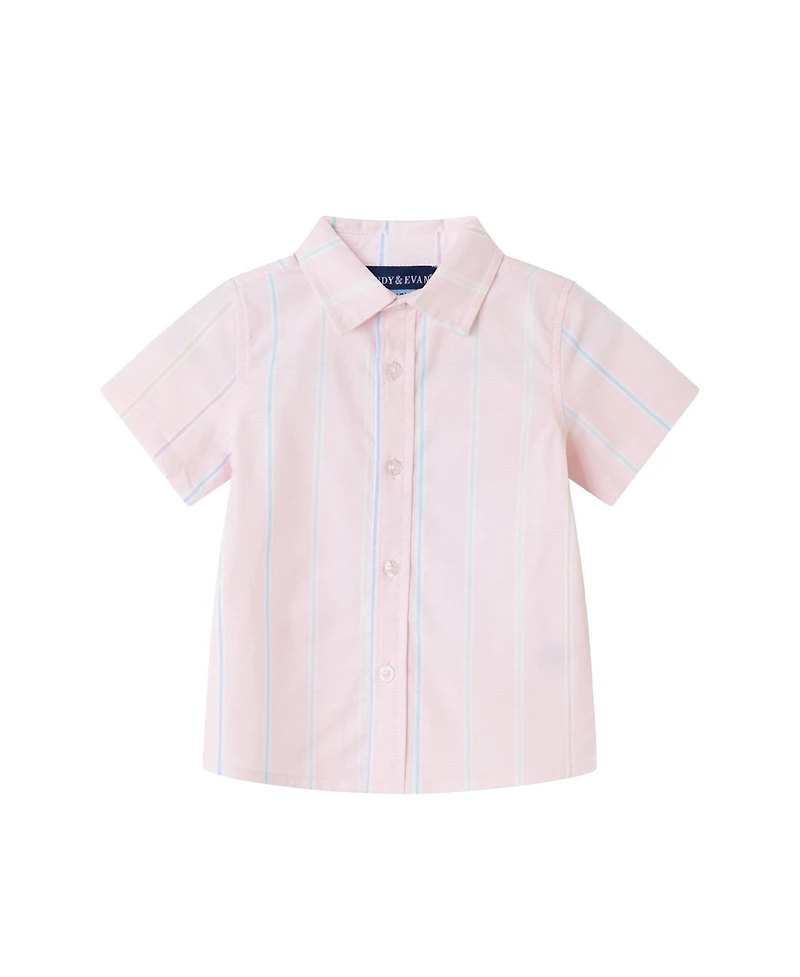 Andy & Evan Baby Boys Pink Striped Oxford and Bowtie Shorts Set
