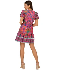 Adrianna by Adrianna Papell Women's Printed Puff-Sleeve Mini Dress