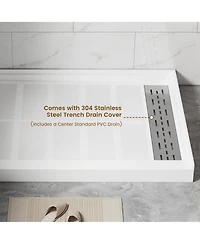 Casainc 48"W X 36"D Smc Single Threshold Shower Base Anti-Slip Shower Pan