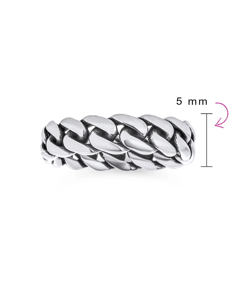 Bling Jewelry Solid Braided Celtic Eternity Band Knot Cable Curb Cuban Link Chain Rings .925 Sterling Silver 5MM