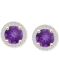 Amethyst (1-1/2 ct. t.w.) & Lab-Created White Sapphire (1/5 Halo Stud Earrings 10k Gold (Also Peridot)