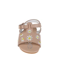 Bebe Toddler Girls Denim and Embroidered Flowers Sandals