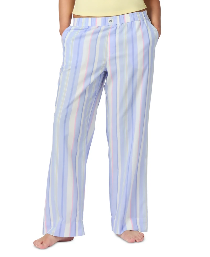 Gap Women's Striped Poplin Pajama Pants, Exclusively at Macy's