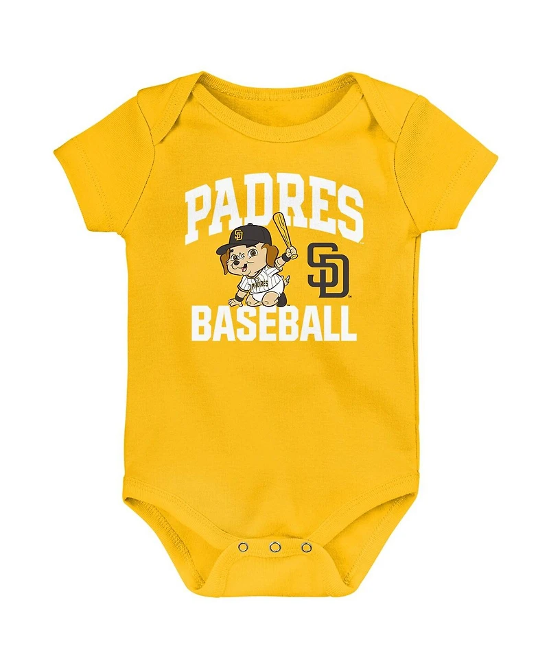 Outerstuff Newborn San Diego Padres Batter Up Bodysuit 3-Pack