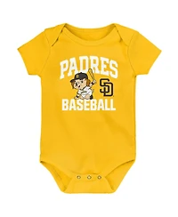 Outerstuff Newborn San Diego Padres Batter Up Bodysuit 3-Pack