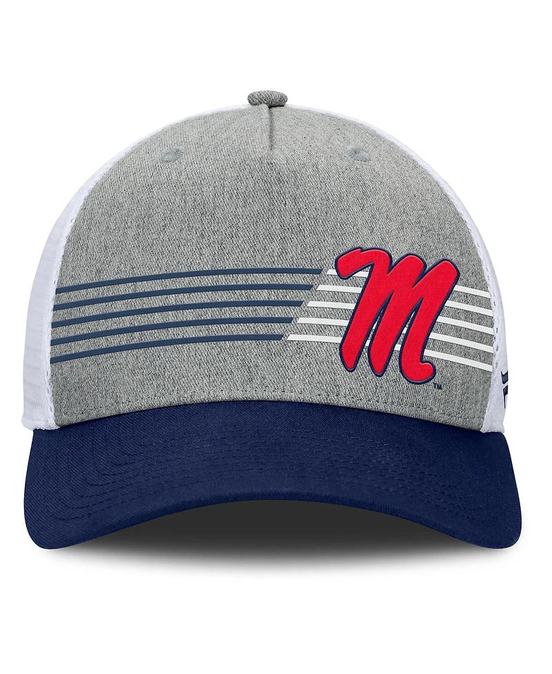 Fanatics Men's Heather Gray/Navy Ole Miss Rebels Profile Trucker Adjustable Hat