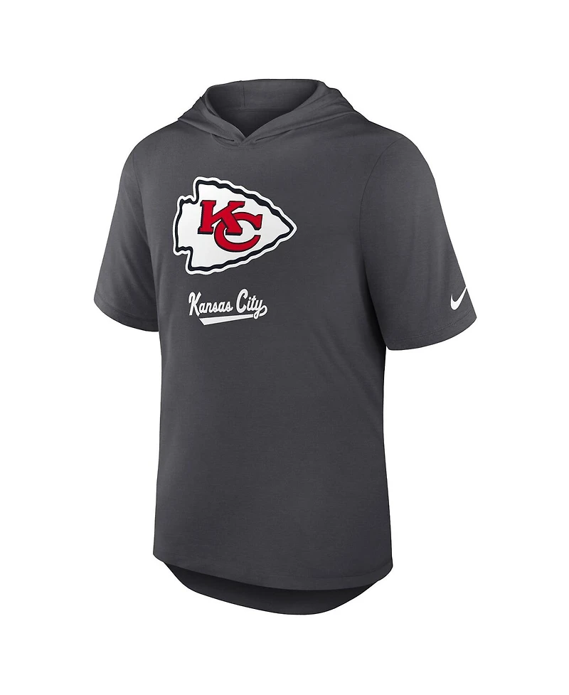 Nike Men's Anthracite Kansas City Chiefs Tri-Blend Performance Hoodie T-Shirt