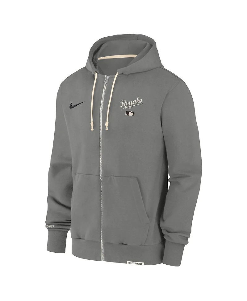 Nike Men's Charcoal Kansas City Royals Authentic Collection Travel Performance Full-Zip Hoodie