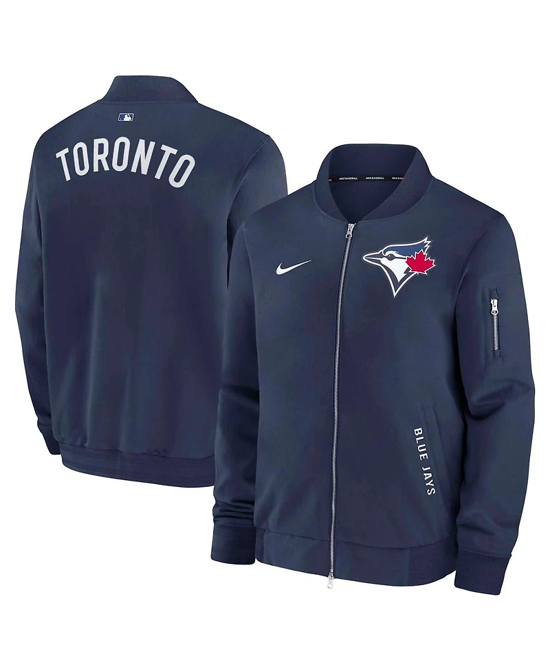 Nike Men's Navy Toronto Blue Jays Authentic Collection Dugout Full-Zip Bomber Jacket