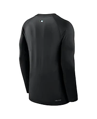Nike Men's Black Miami Marlins Authentic Collection Game Time Raglan Performance Long Sleeve T-Shirt