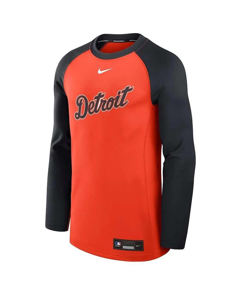 Nike Men's Orange/Navy Detroit Tigers Authentic Collection Game Time Raglan Performance Long Sleeve T-Shirt