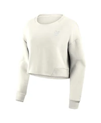Fanatics Women's Cream Baltimore Orioles Relax Studio Cropped Pullover Sweatshirt