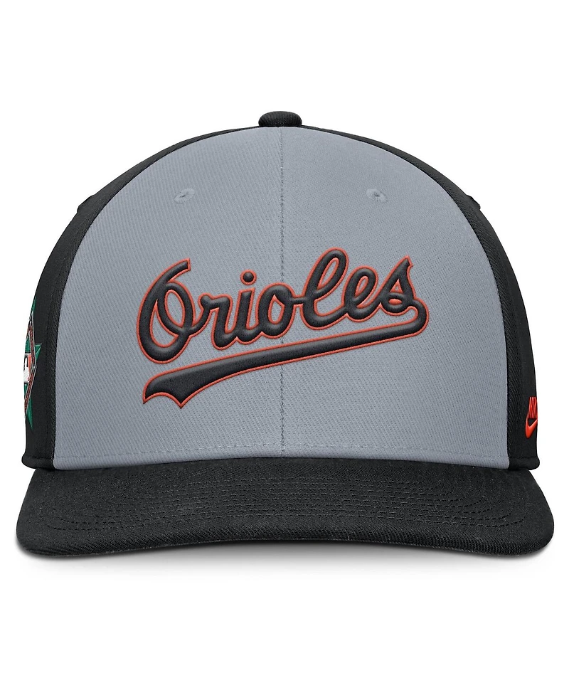 Nike Men's Gray/Black Baltimore Orioles Pro Performance Snapback Hat
