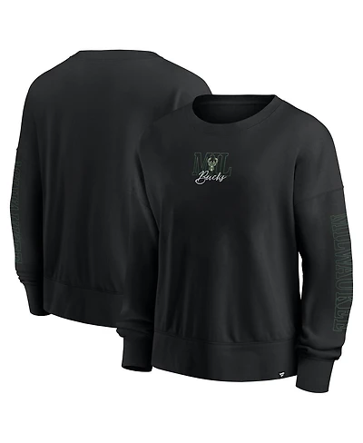 Fanatics Black Milwaukee Bucks Oversized Game Day Pullover Sweatshirt