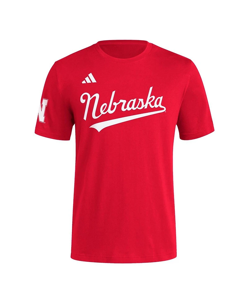 Adidas Men's Scarlet Nebraska Huskers Fresh Wordmark T-Shirt