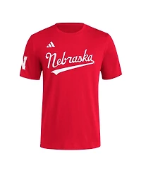 Adidas Men's Scarlet Nebraska Huskers Fresh Wordmark T-Shirt