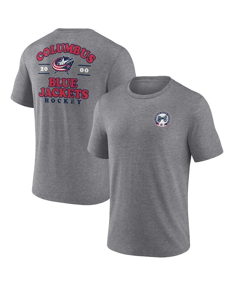 Fanatics Men's Heather Gray Columbus Blue Jackets Winger Tri-Blend T-Shirt