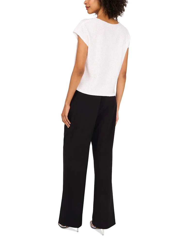Vince Camuto Women's Shine V-Neck Cap-Sleeve Sweater