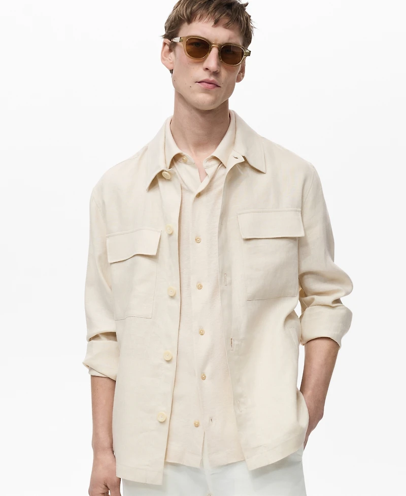 Mango Men's Slim-Fit Linen Overshirt