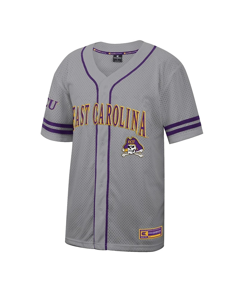 Colosseum Men's Gray Ecu Pirates Free Spirited Baseball Jersey