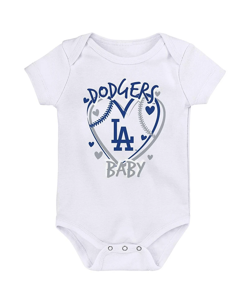 Outerstuff Baby Boys and Girls Blue Los Angeles Dodgers Slide Home 3-Pack Bodysuit Set