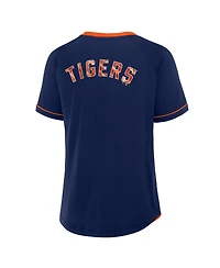 Fanatics Women's Navy Detroit Tigers League Diva Star Raglan V-Neck T-Shirt
