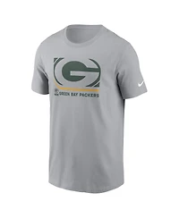 Nike Men's Gray Green Bay Packers Lockup Essential T-Shirt