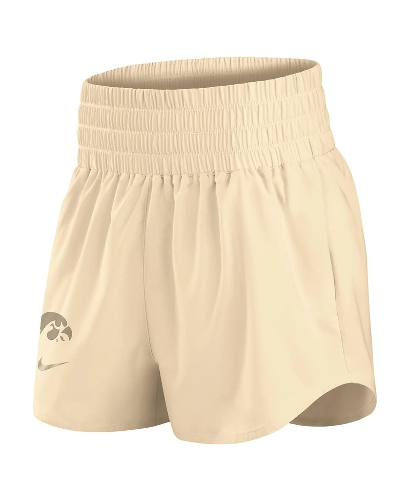 Nike Women's Beige Iowa Hawkeyes Performance One High-Rise Shorts