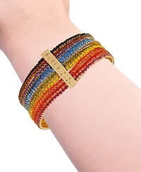 Guess Gold-Tone Rainbow Rhinestone Multi-Row Stretch Bracelet