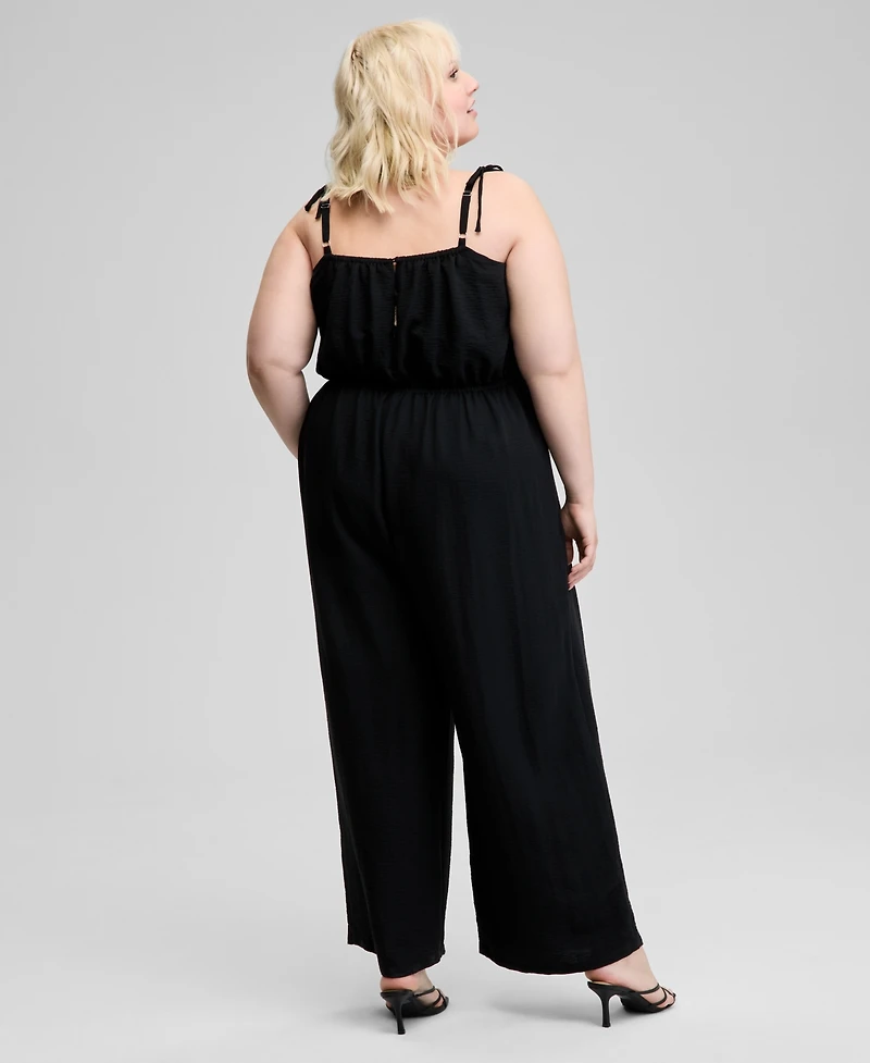 And Now This Trendy Plus Size Drawstring-Waist Jumpsuit, Exclusively at Macy's