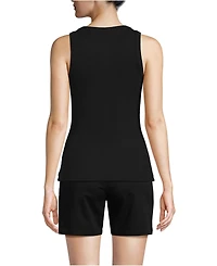 Lands' End Women's Drapey Rib Fitted Henley Tank Top