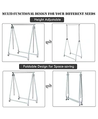 Clothes Drying Rack, Extendable Foldable Heavy Duty Clothing Rack with Hanging Rod