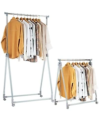 Clothes Drying Rack, Extendable Foldable Heavy Duty Clothing Rack with Hanging Rod
