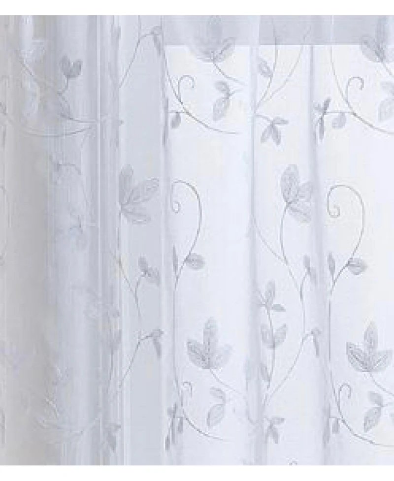 Kate Aurora Floral Embroidered Sheer Rod Pocket Kitchen Curtain Tier & Valance Set - 58 in. W x 15 L, Aqua