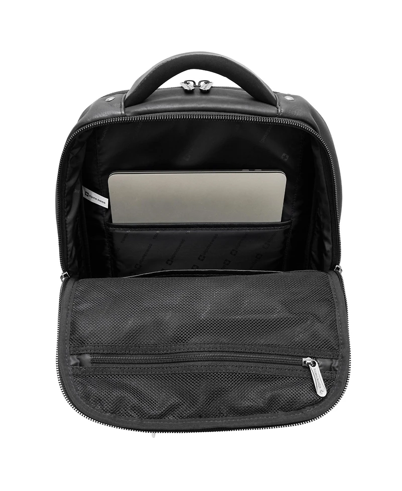 Alpine Swiss 13” Laptop Travel Backpack Genuine Leather Slim Carry On Daypack