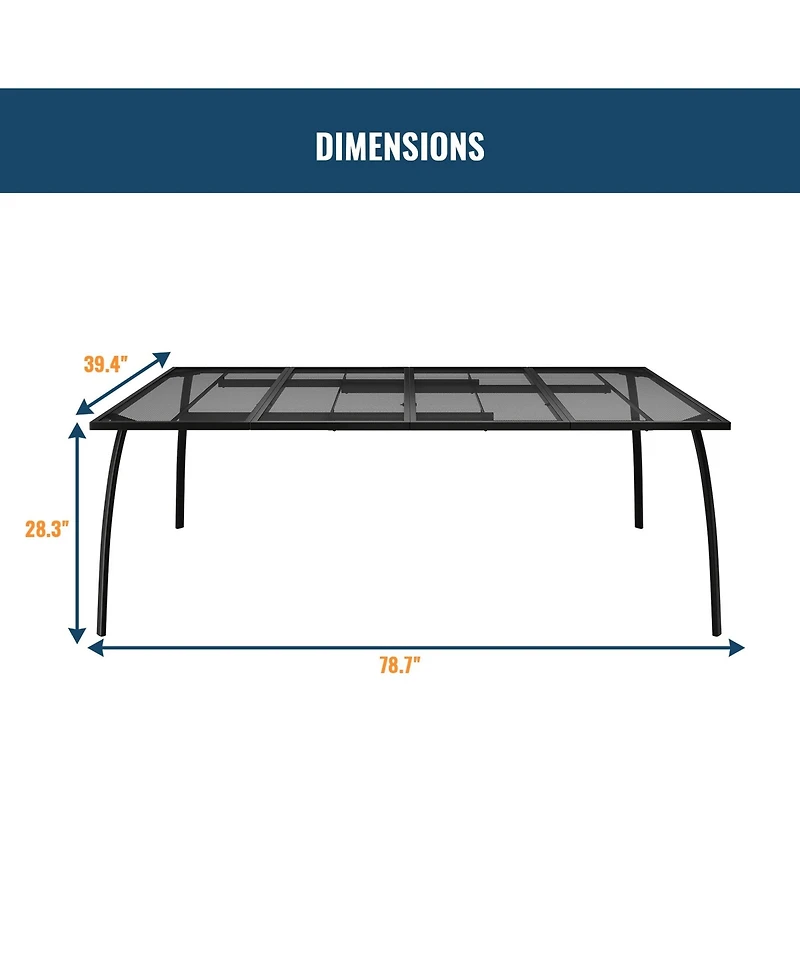 in Rectangle Metal Patio Outdoor Dining Table