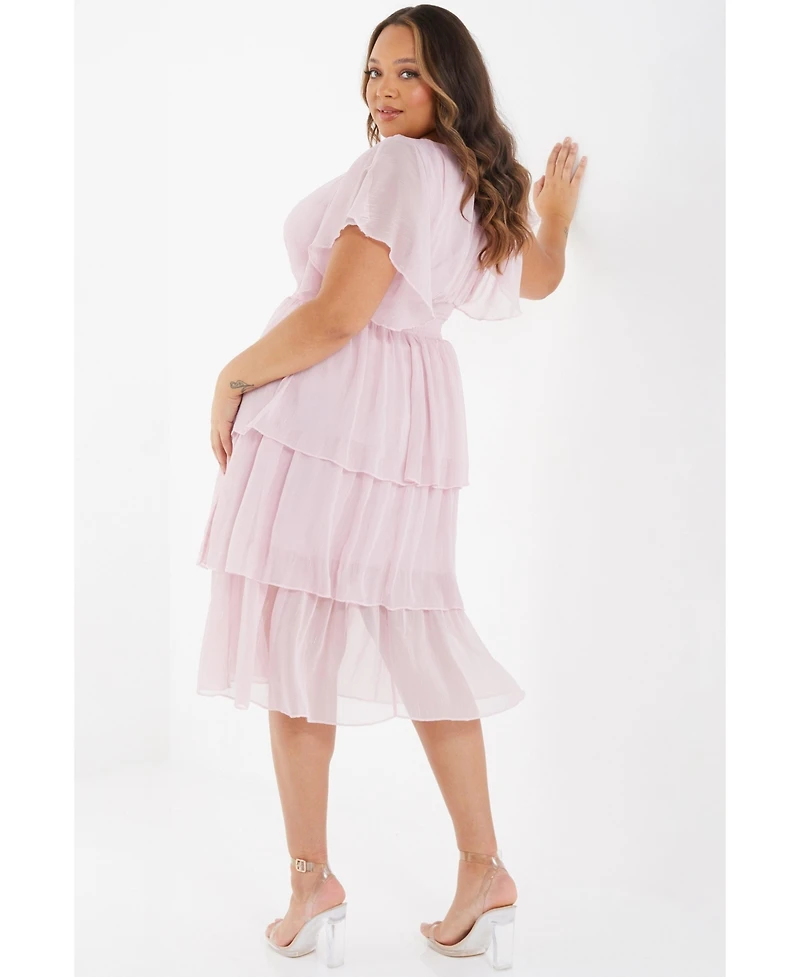 Quiz Plus Chiffon Glitter Tiered Dress