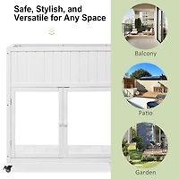 Mini Wood Cold Frame, Compact 2 Doors Garden Greenhouse with Wheels, Raised Bed with Liner for Indoor Outdoor Use