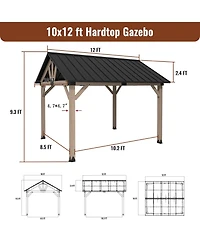 Mondawe 10 x 12 ft. Wood Gazebo Cedar Framed Wooden Gazebo - Greenwich Serie