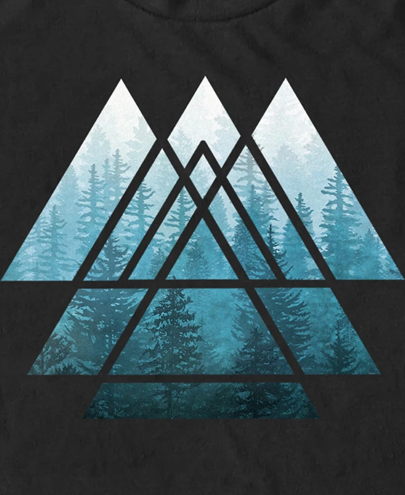 Design By Humans Men's Sacred Geometry Triangles Misty Forest Short Sleeve T-Shirt
