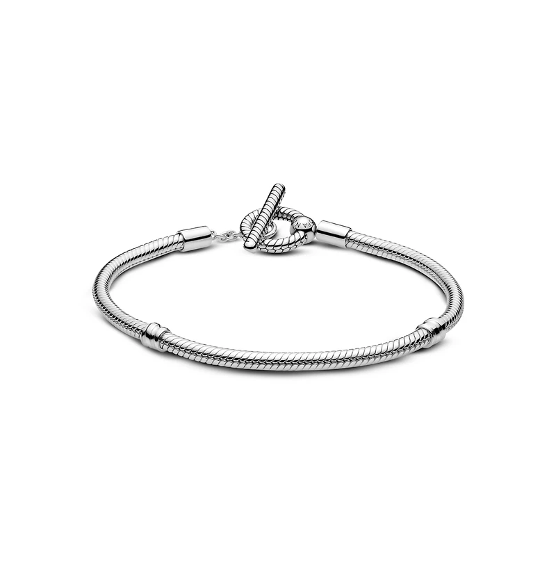Pandora Sterling Silver Moments T-Bar Snake Chain Bracelet