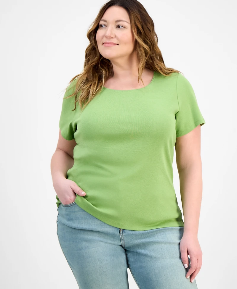 Style & Co Women's Plus Short-Sleeve Scoop-Neck Top